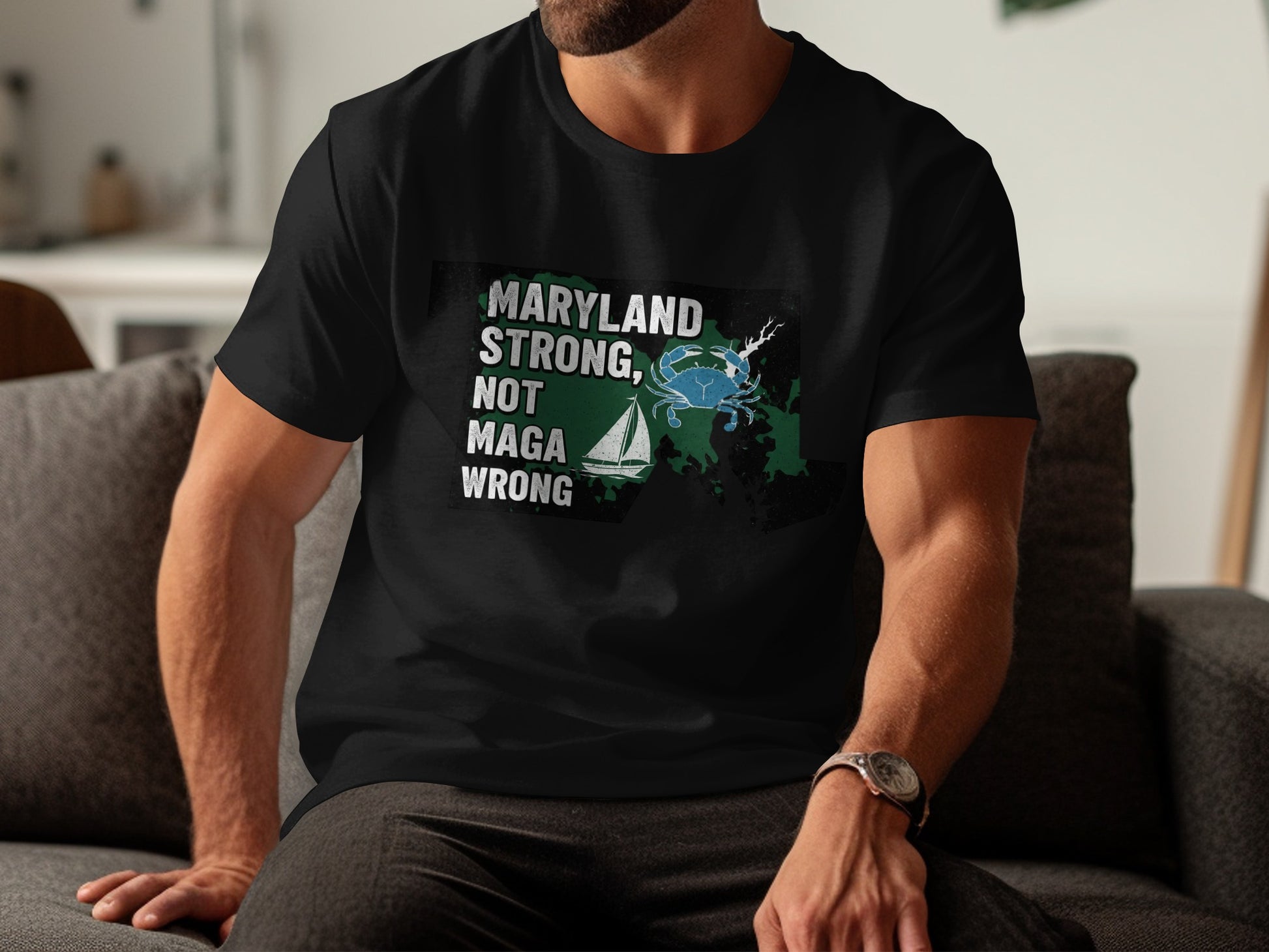 Maryland Strong Not MAGA Wrong Black T-shirt product type