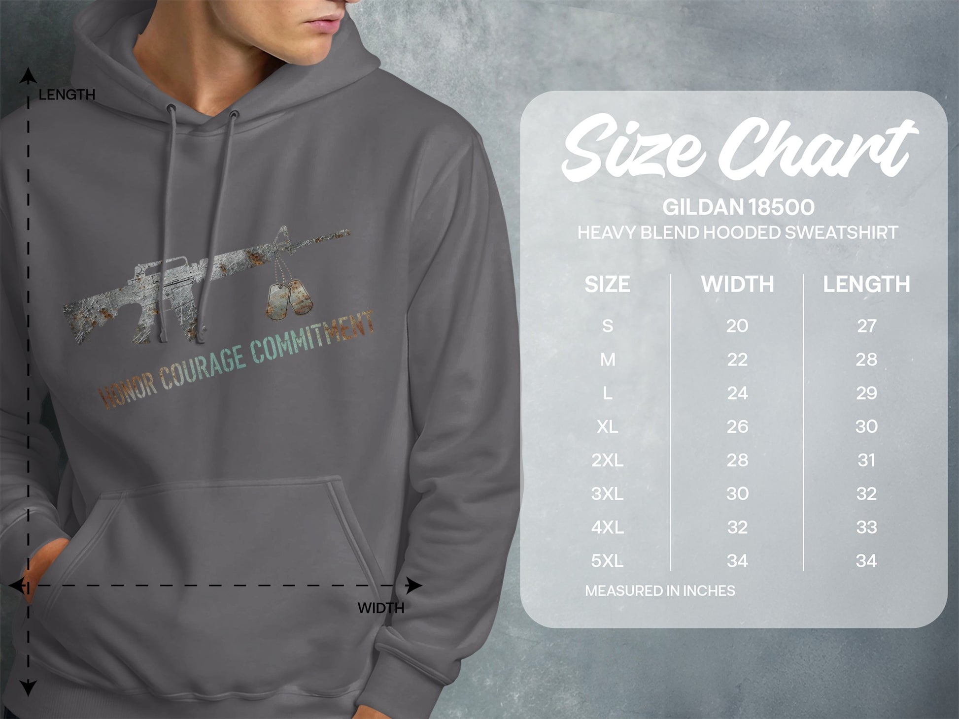 Honor Courage Commitment Heavy Blend Hoodie