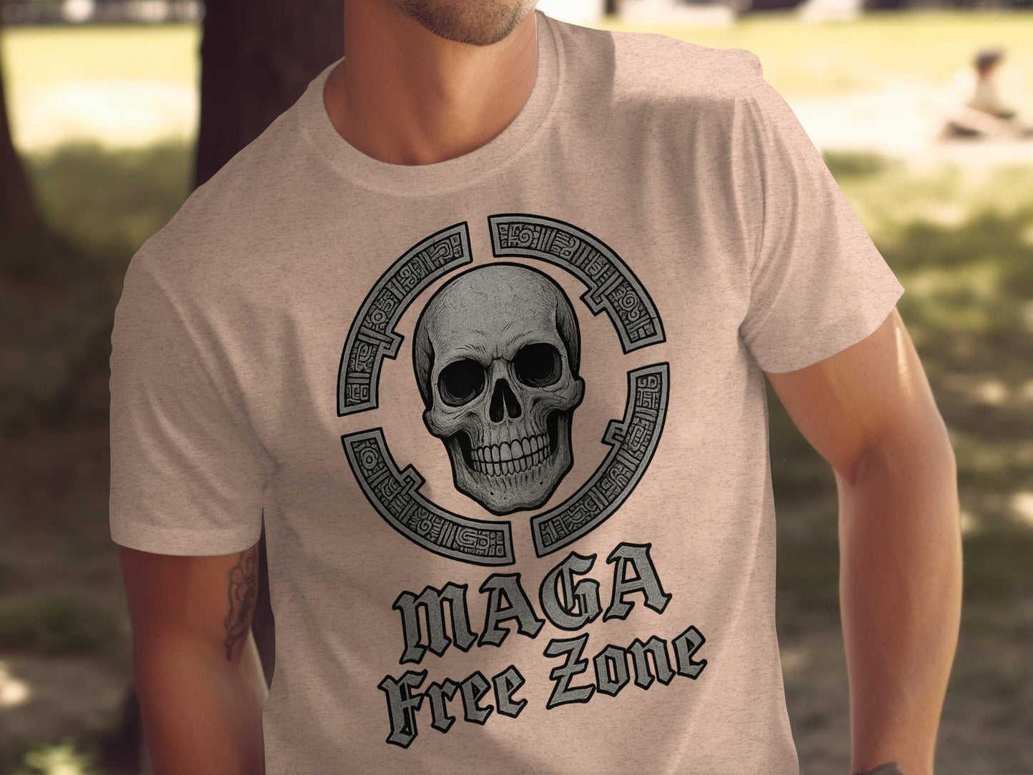 Skull Design MAGA Free Zone T-shirt