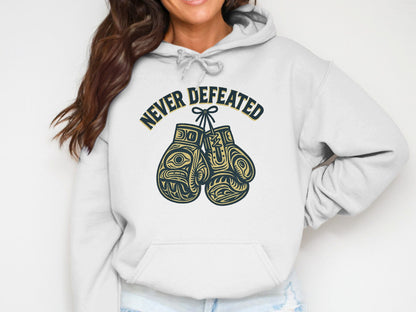 Never Defeated Boxing Gloves Hoodie product