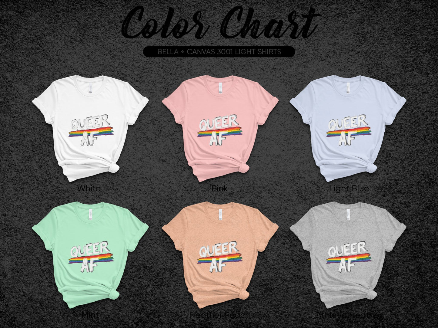 Queer AF Shirts Colorful Design Graphic Tees product type