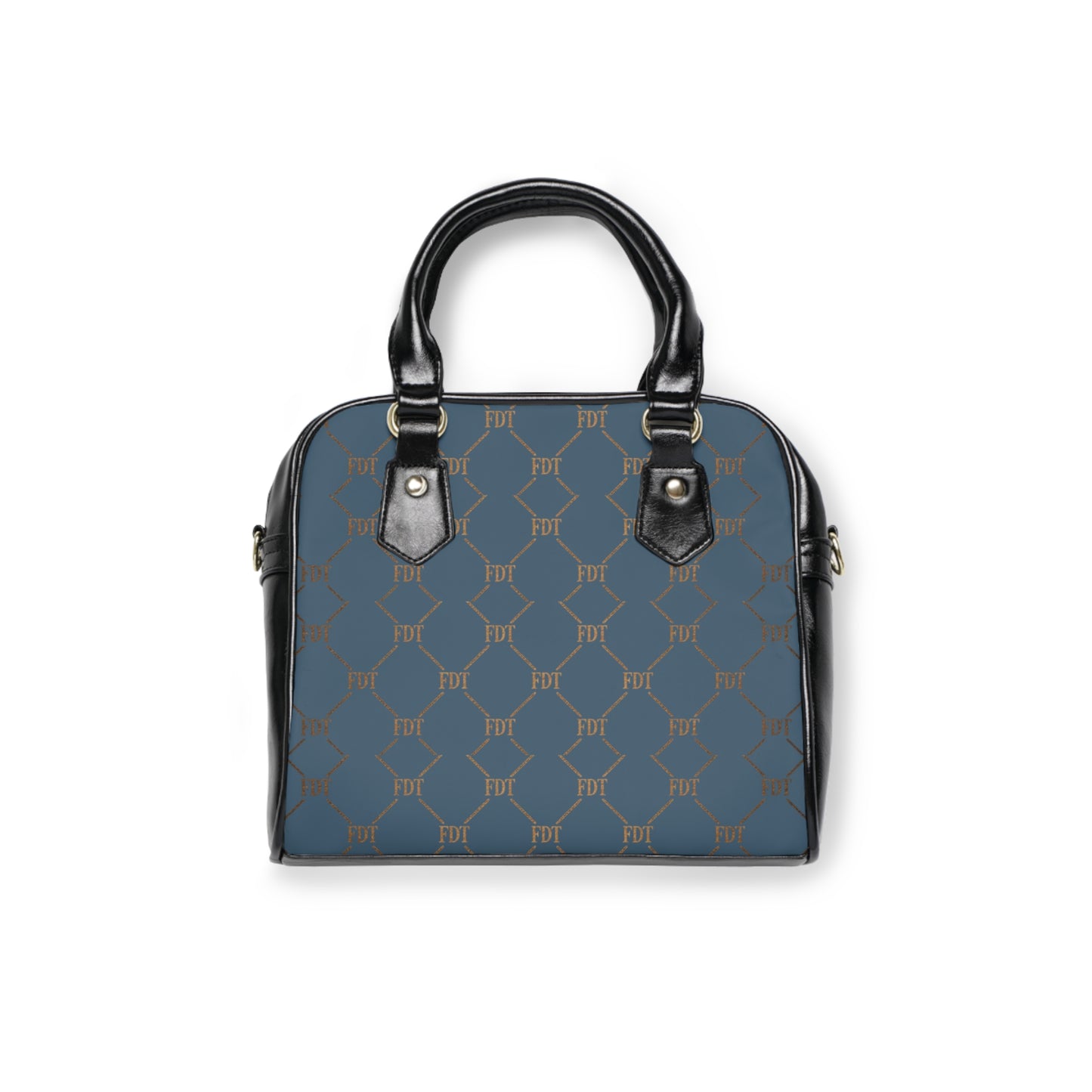 FDT Subtle Blue Monogram Shoulder Handbag Anti Trump Designer Patterned Tote for Everyday Chic