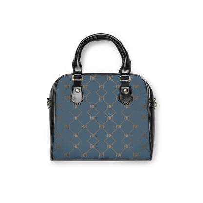 FDT Subtle Blue Monogram Shoulder Handbag Anti Trump Designer Patterned Tote for Everyday Chic