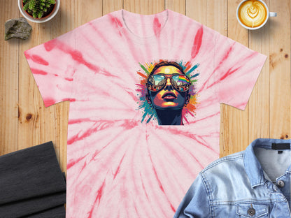 Vibrant Artistic Face Print Pink Tie Dye Shirt product