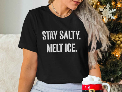 Stay Salty Melt Ice T-Shirts, Funny Sarcastic Quote Tee, Edgy Attitude Graphic Shirt, Humorous Statement T-Shirts, Unique Text Design