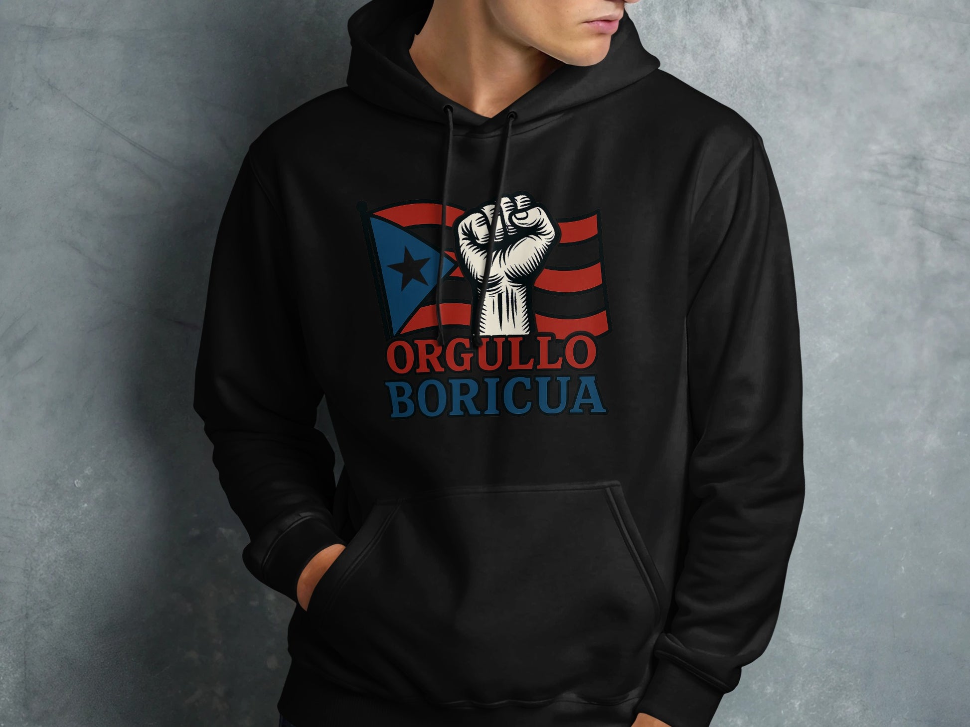 Orgullo Boricua Flag and Fist Graphic Hoodie product