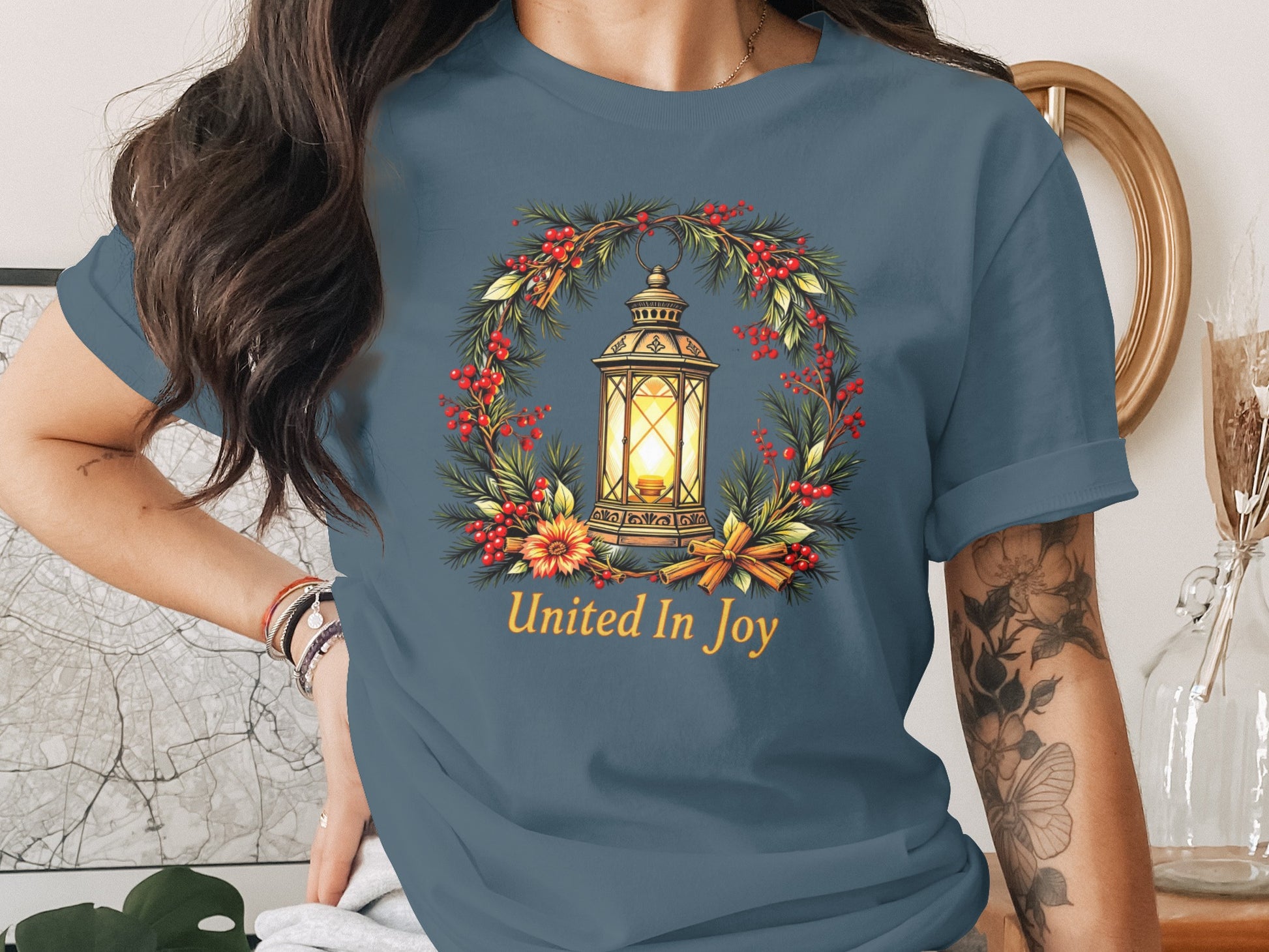 United In Joy Lantern Motif Graphic T-Shirt