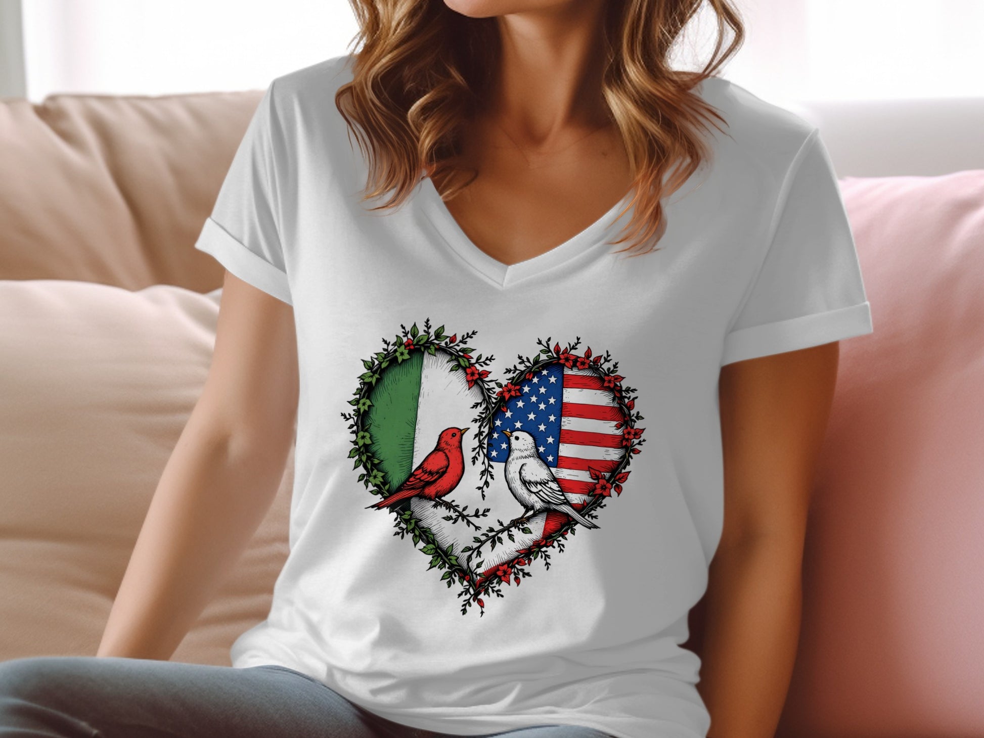 Heart-Shaped Flag Design Graphic Women's T-Shirt product