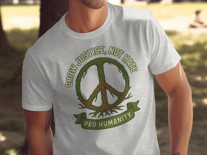 Grow Justice Not Hate Pro Humanity design t-shirt