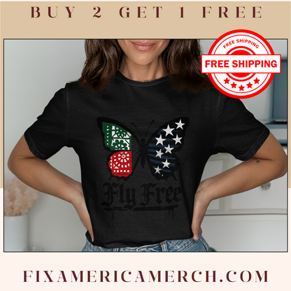 Fly Free Butterfly Print T-Shirt promotional product