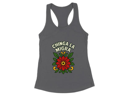 Chinga La Migra Floral Design Graphic Tank Top product