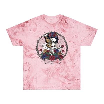 Unique Pink Artistic Butterfly and Flowers T-Shirt
