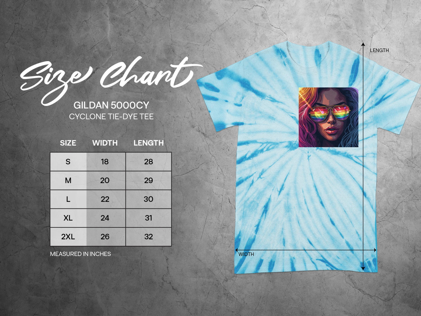 Vibrant Tie Dye T-Shirt with Artistic Portrait print product type
