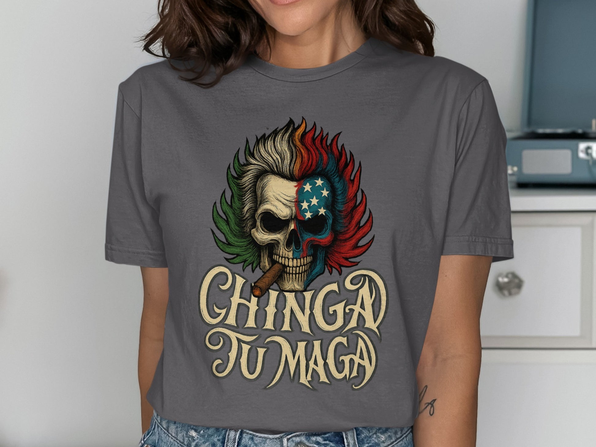 Patriotic Skull Graphic Print T-shirt product type