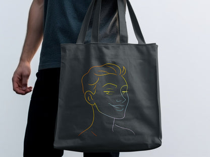 Minimalist Rainbow Line Art Design Tote Bag product type