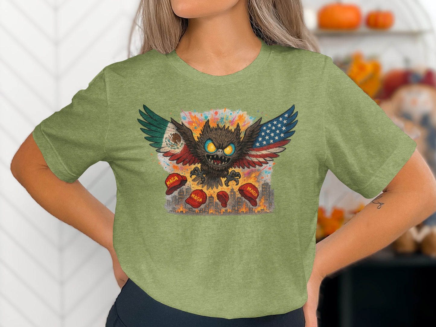 Eagle and Pumpkins Halloween Graphic T-shirt product type