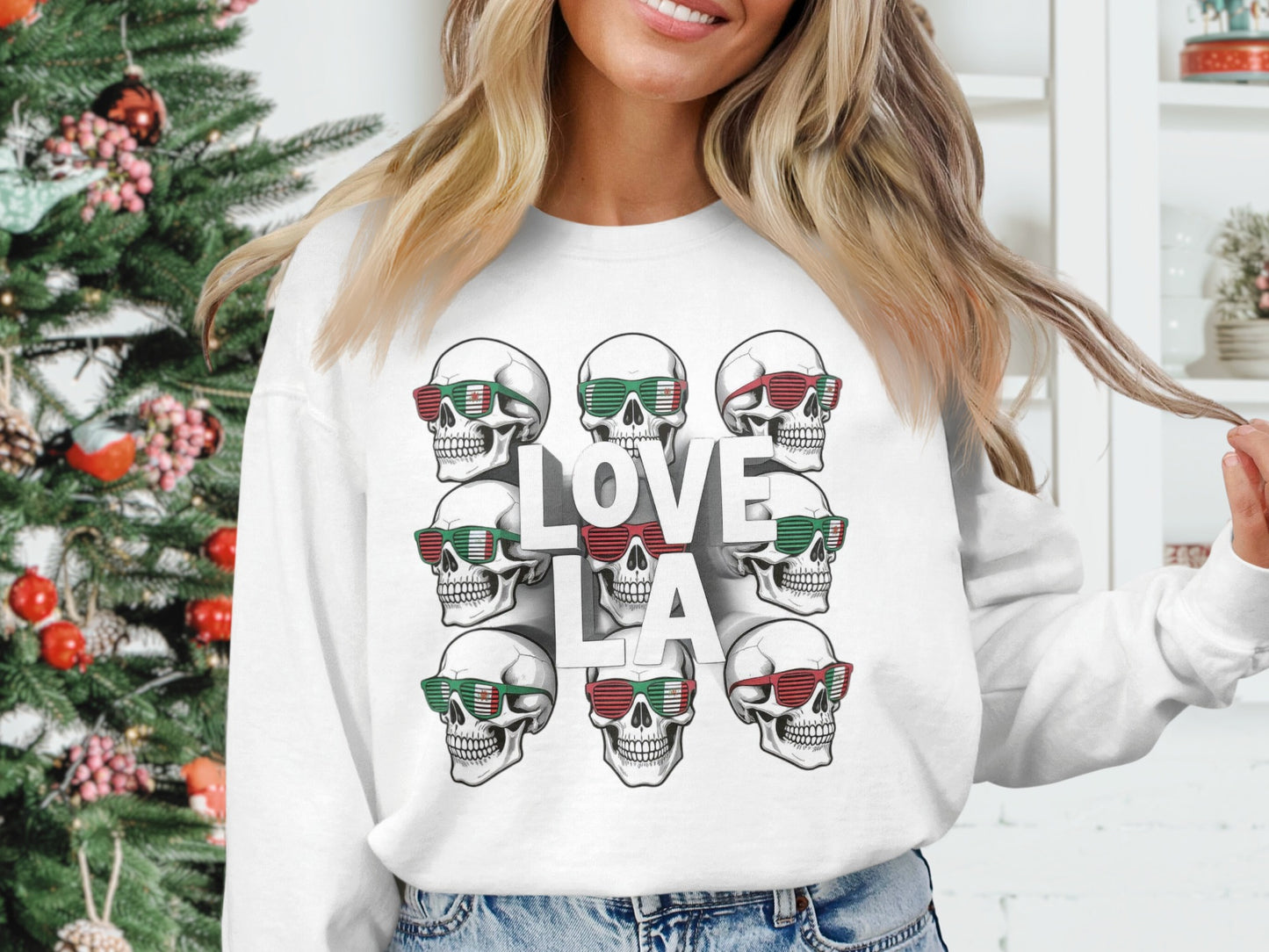 Love LA Skull Sunglasses Christmas Sweatshirt product