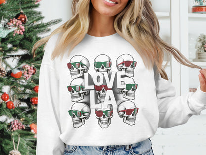 Love LA Skull Sunglasses Christmas Sweatshirt product
