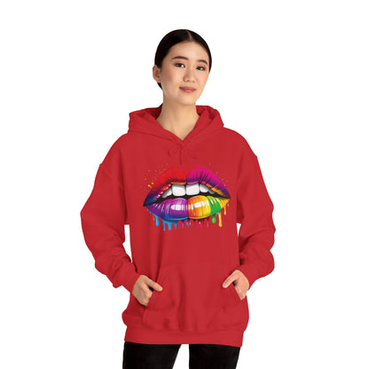 Pride hoodie Rainbow Dripping Lips Hoodie | Unisex Sweatshirt for Pride, LGBTQ+ Events, Casual Wear, Gift Idea, Vibrant Streetwear