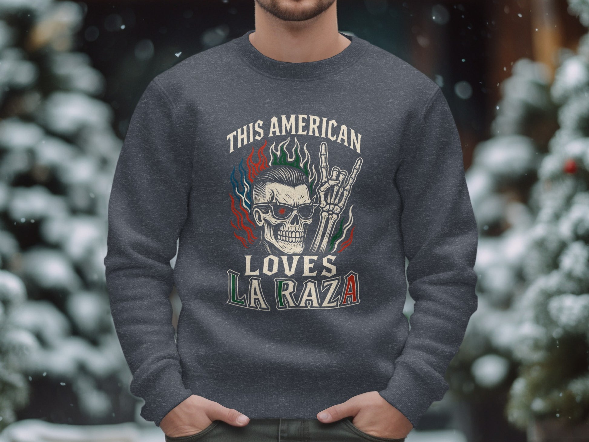 This American Loves La Raza Skull Design product