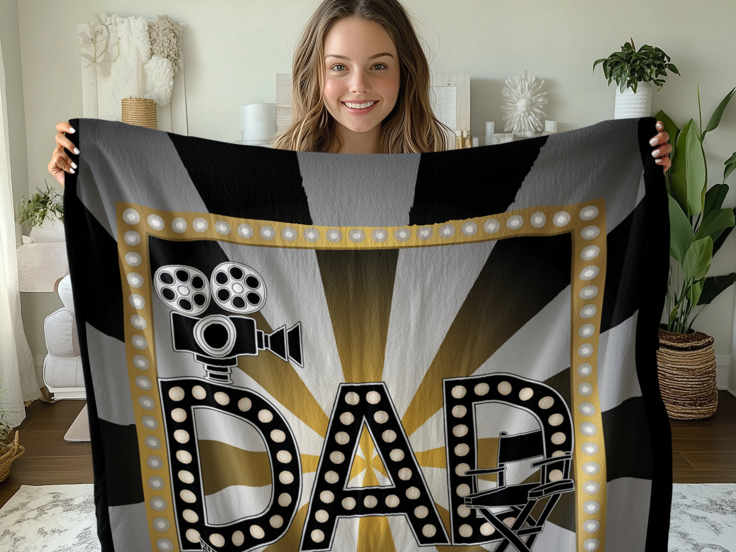 Dad Cinema Light Sign Cozy Blanket product