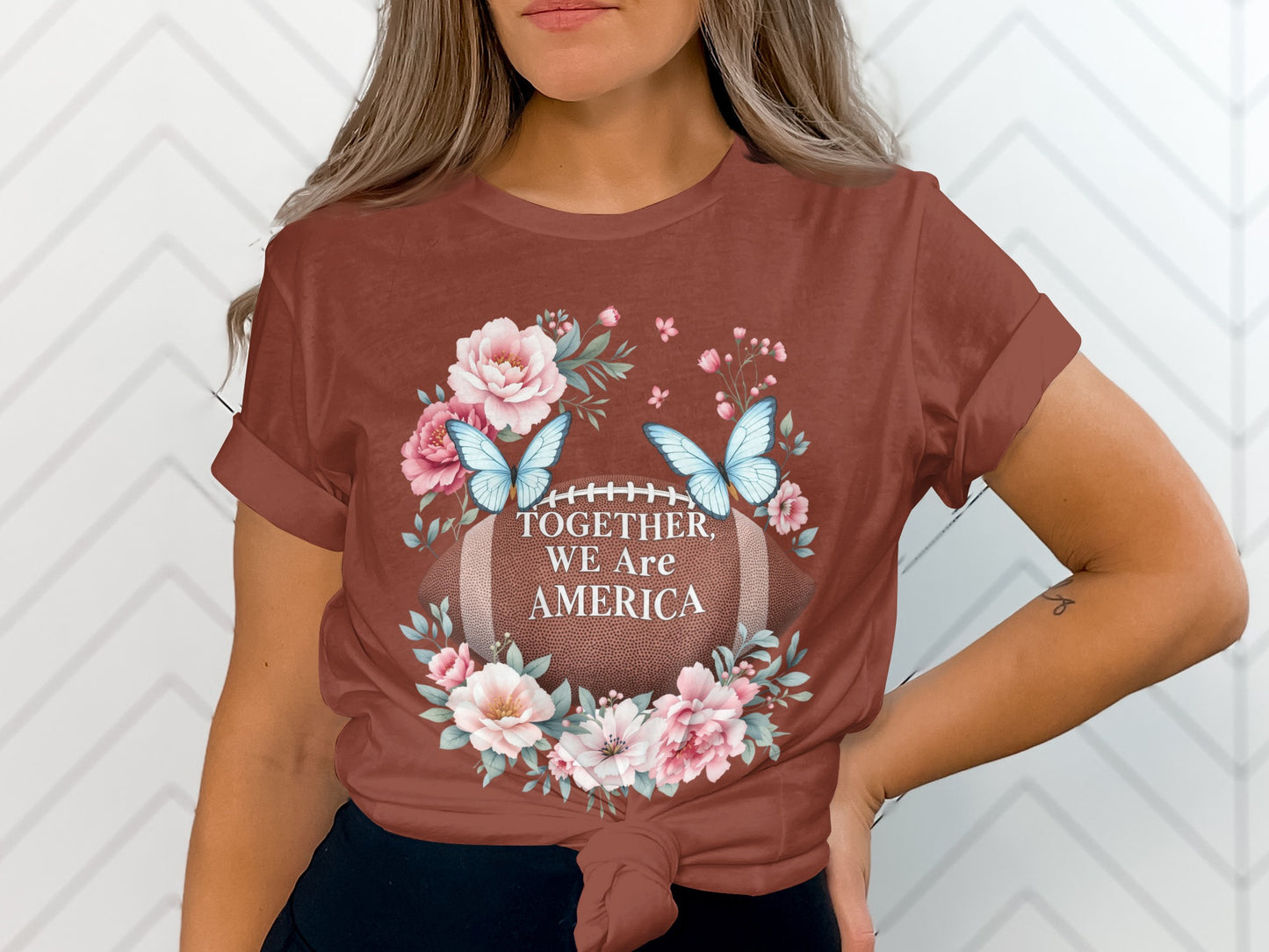 Together We Are America Graphic Floral T-Shirt