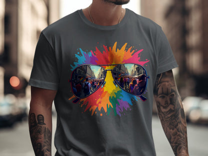 Vibrant Rainbow Sunglass Splash T-shirt product type