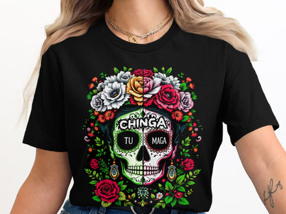 Vibrant Skull Floral Art Graphic Tee product type