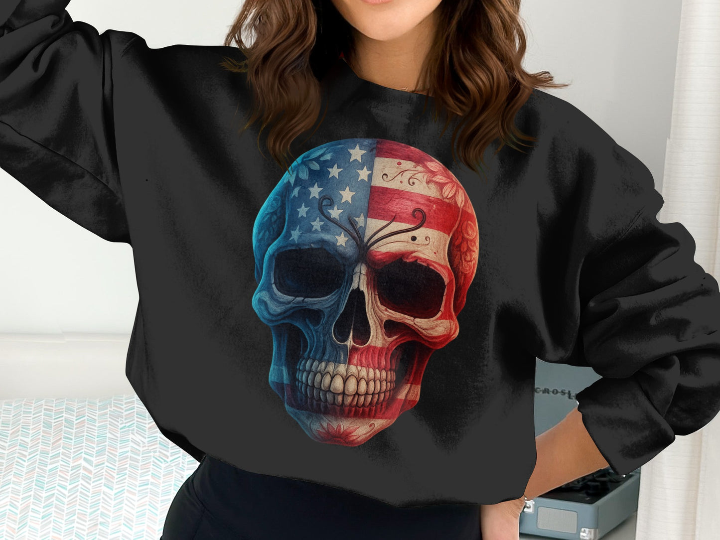 American Flag Skull Graphic Long Sleeve product
