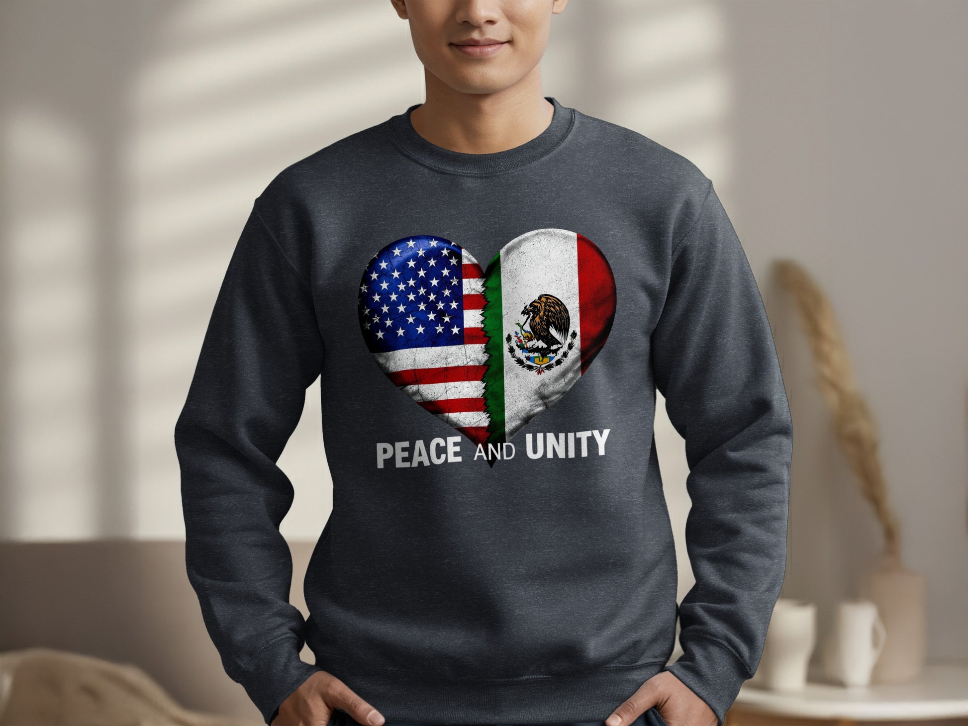 Peace and Unity Heart Flag Graphic Sweatshirt Product