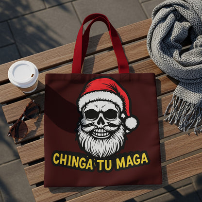 Chinga Tu Maga Santa Skull Design Tote Bag