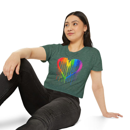 Pride corp top Rainbow Heart Women’s Festival Crop Top - Vibrant and Fun Summer Wear