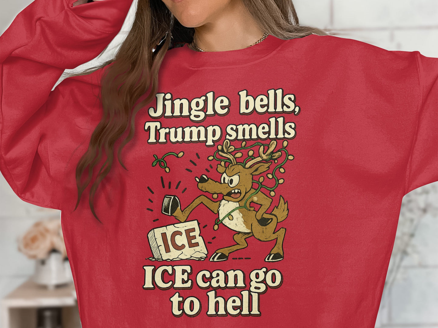 Jingle Bells Trump Smells Reindeer Holiday Sweatshirt