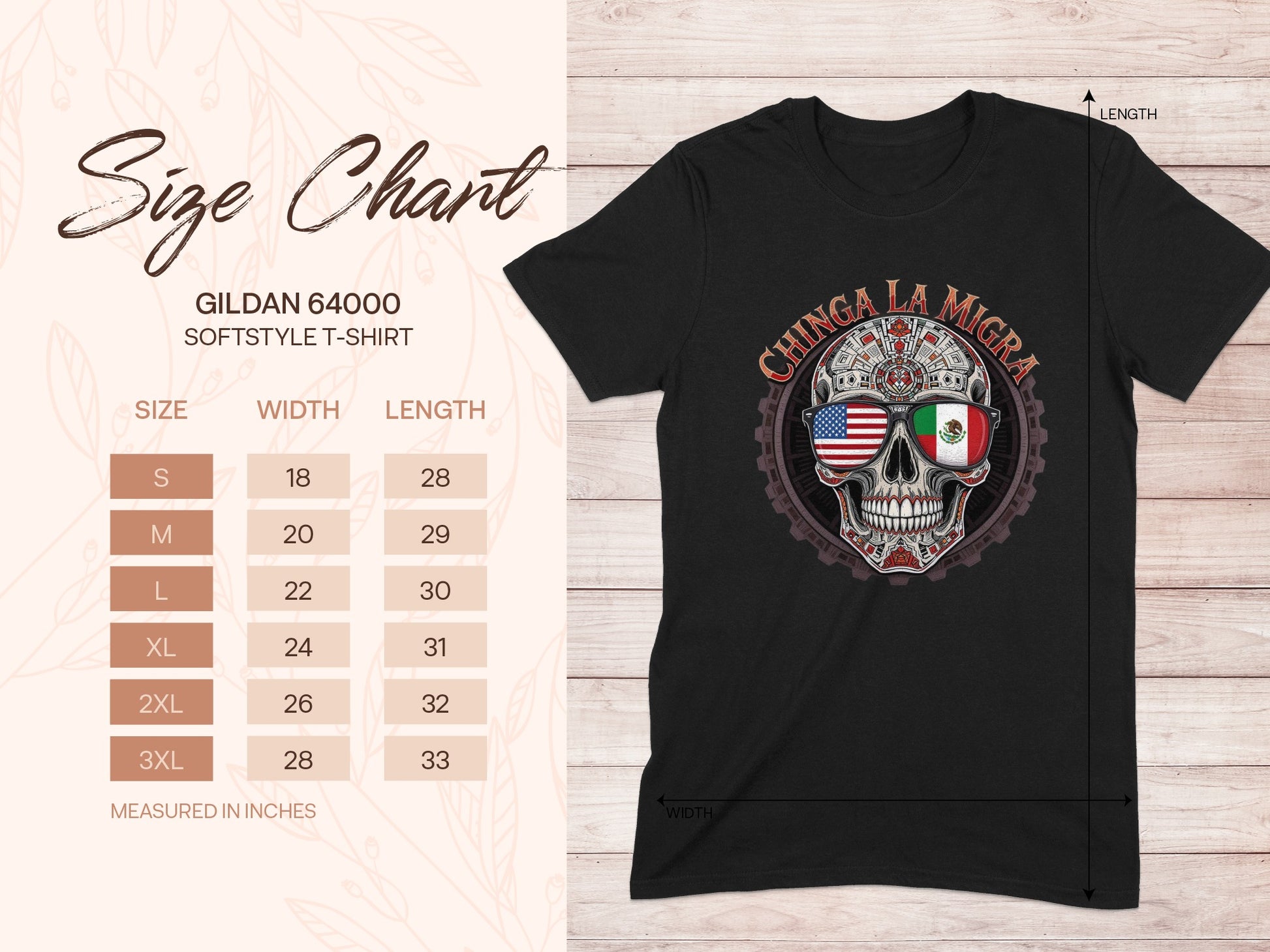 Chinga La Migra Skull Design Graphic T-Shirt product type