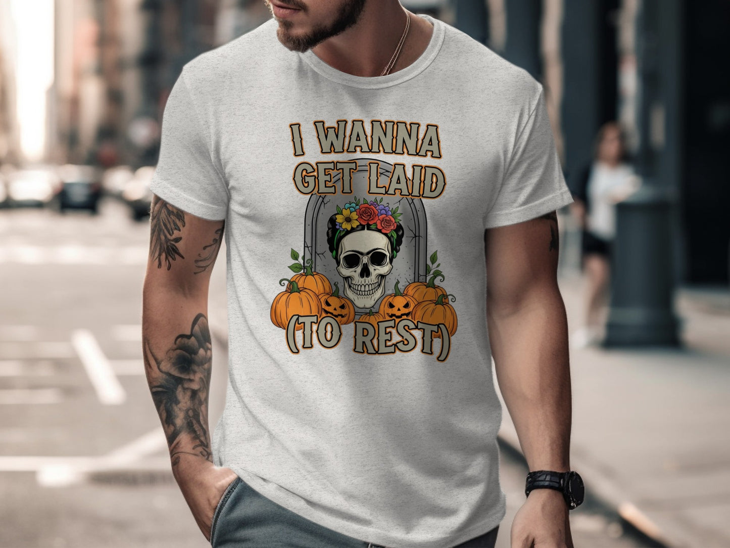 I Wanna Get Laid To Rest Halloween Skull Shirt product
