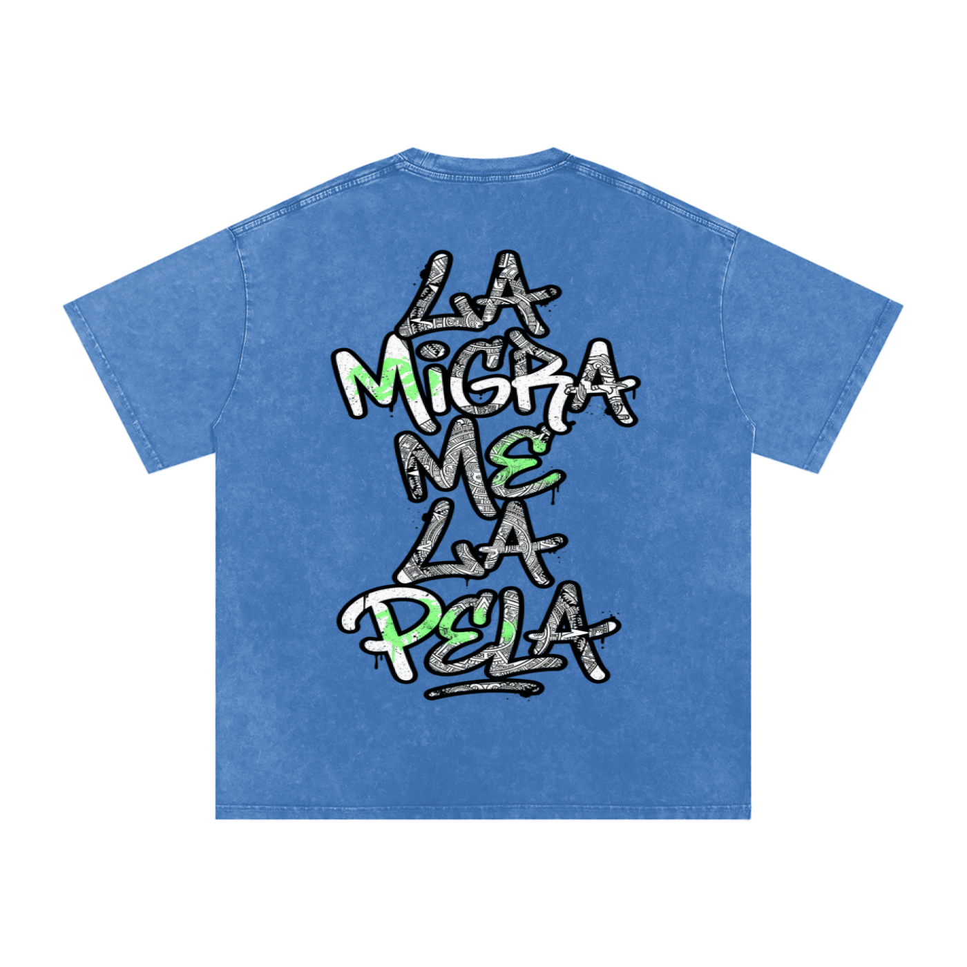 La migra me la pela Snow Washed Oversized Cotton T-Shirt