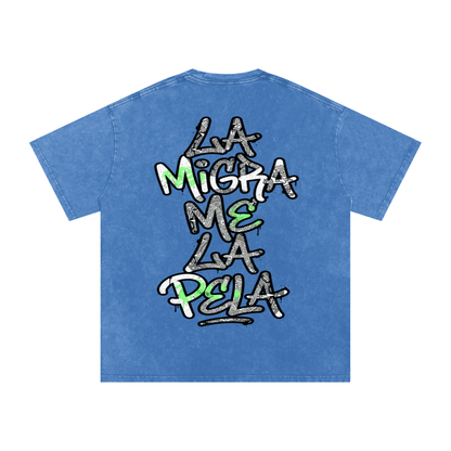 La migra me la pela Snow Washed Oversized Cotton T-Shirt