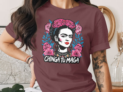 Chinga Tu Maga with Rose Graphic Women's T-shirt