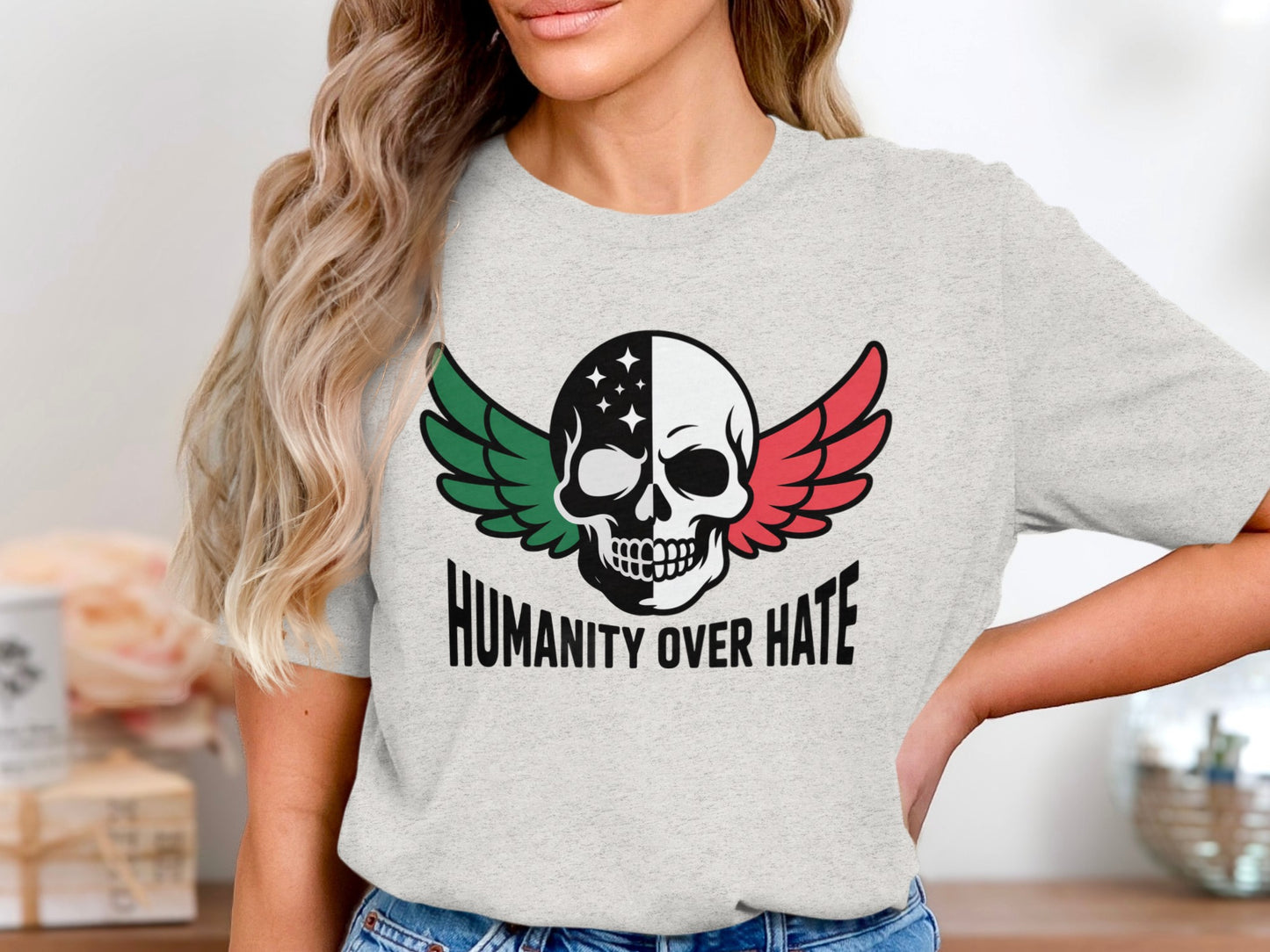 Humanity Over Hate Graphic Skull T-shirt product