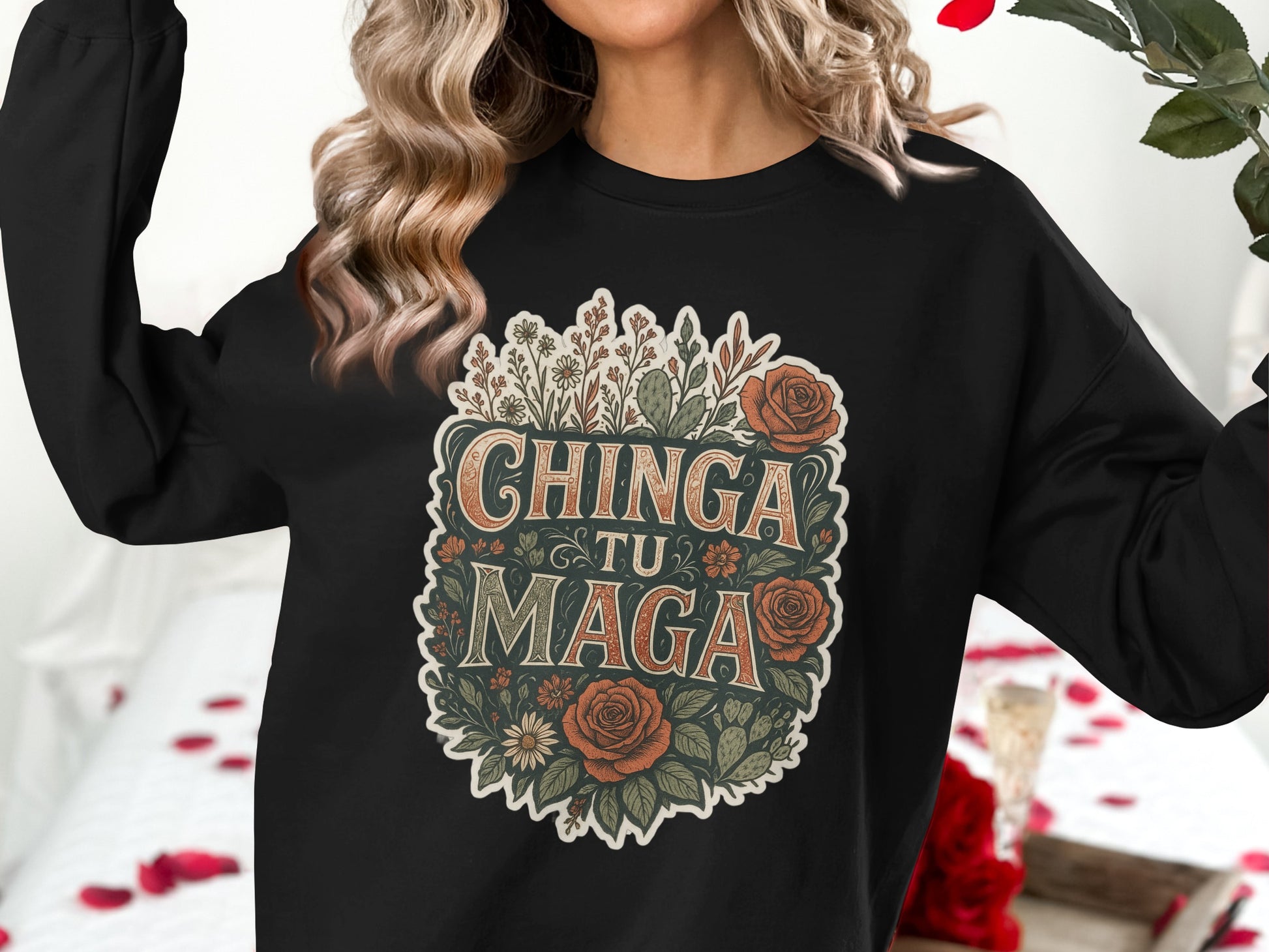 Chinga Tu Maga Graphic Floral Design Statement product