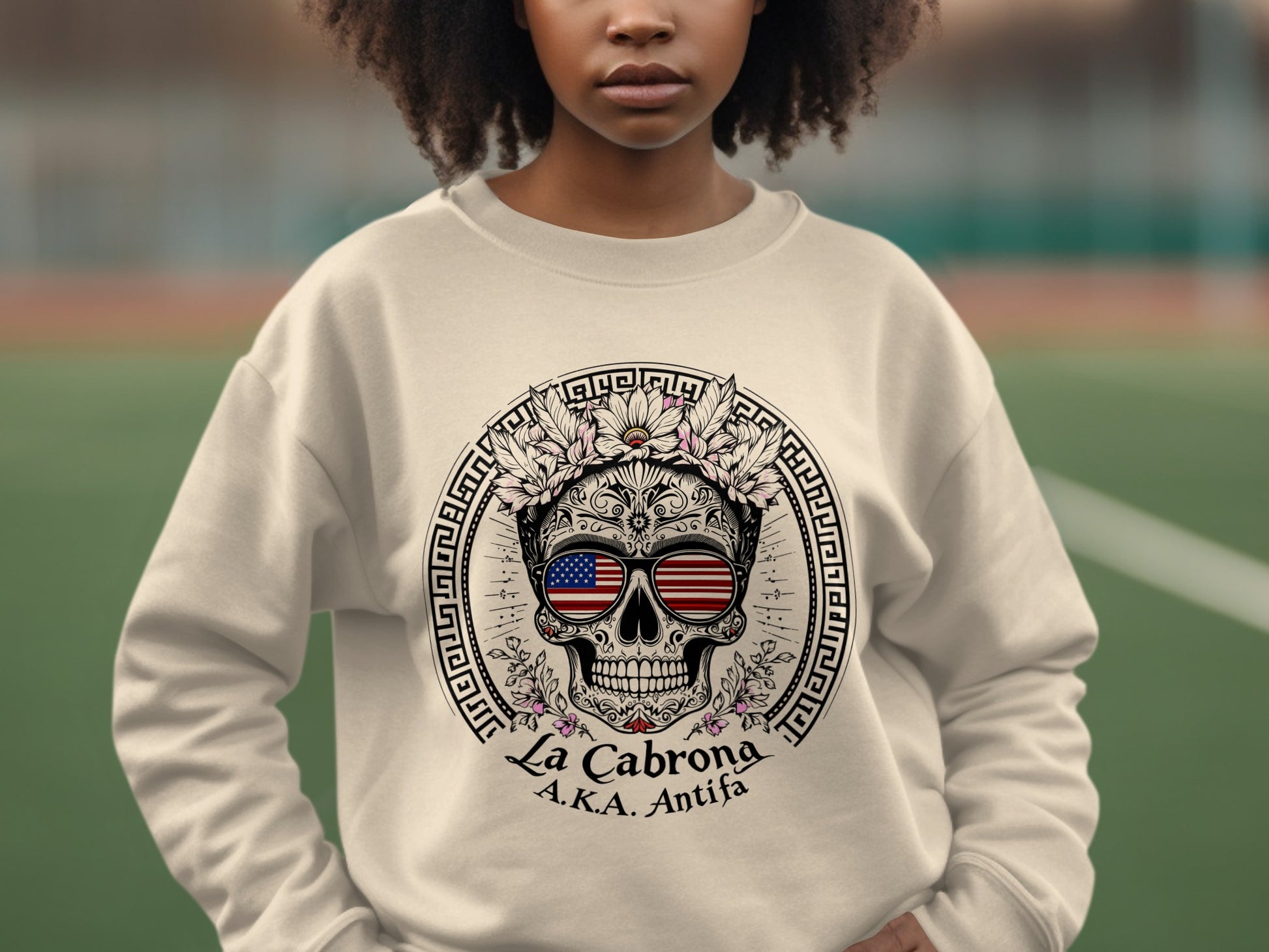 La Cabrona AKA Antifa Skull Design Sweatshirt
