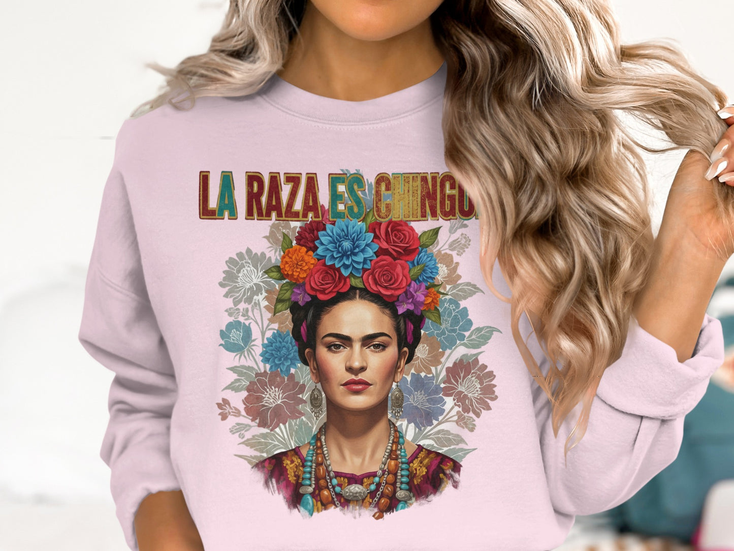 La Raza Es Chingona Floral Graphic Sweatshirt