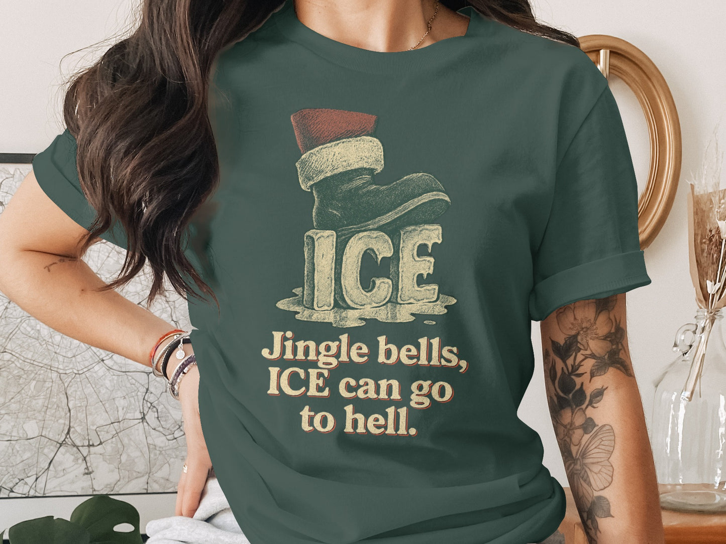 Christmas Holiday Anti-ICE Graphic T-Shirt