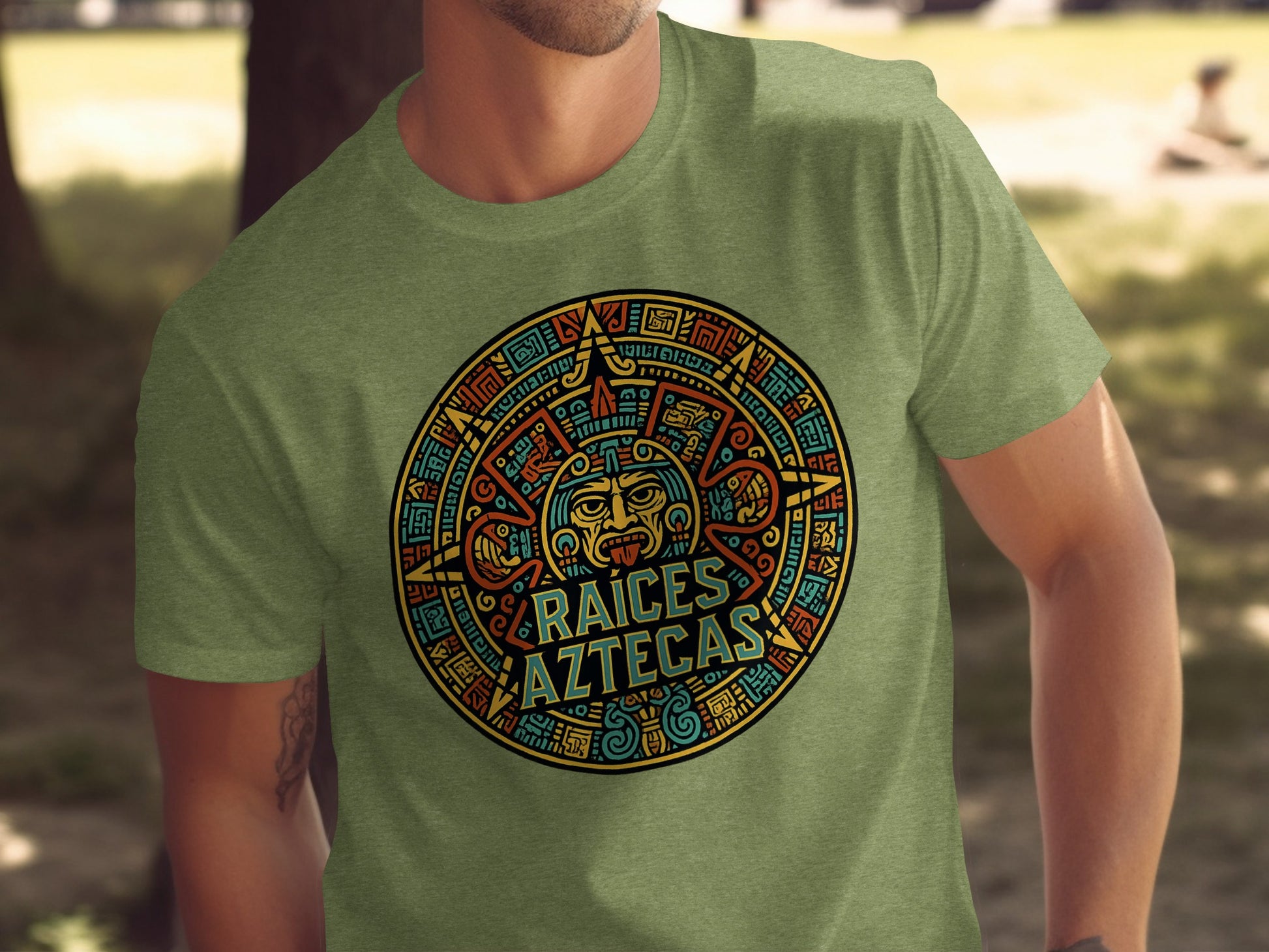 Colorful Raices Aztecas Graphic Green Shirt product type