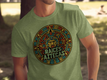 Colorful Raices Aztecas Graphic Green Shirt product type