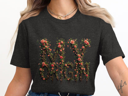 Floral Design MY ORIGIN Text Graphic T-Shirt product type