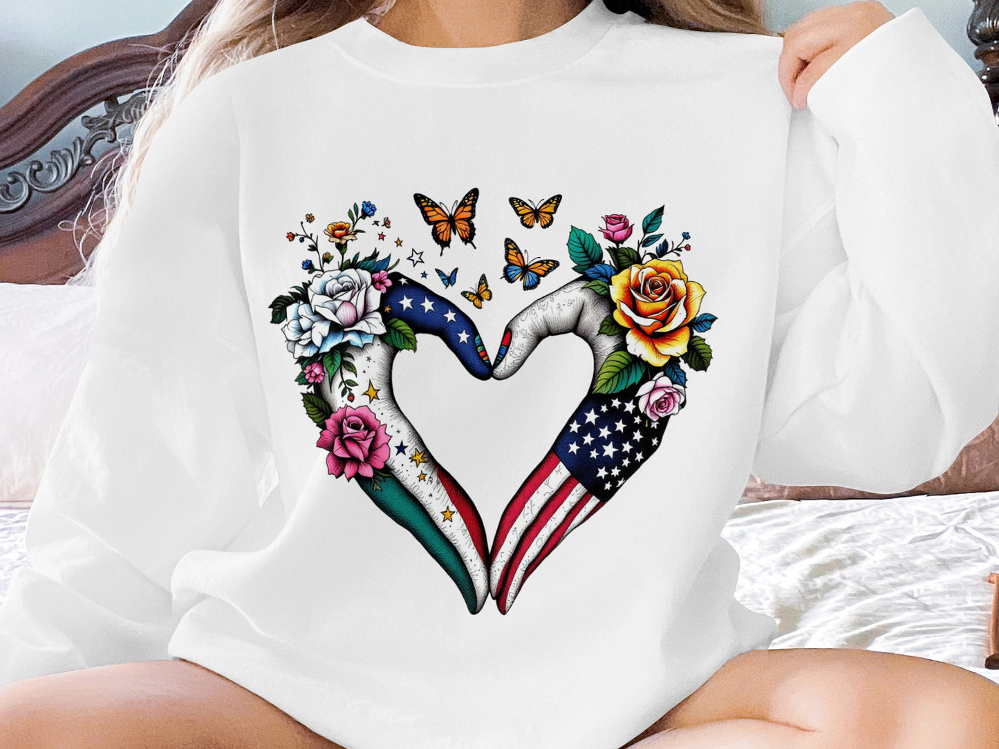 Heart Hands Graphic with Flowers and Butterflies product