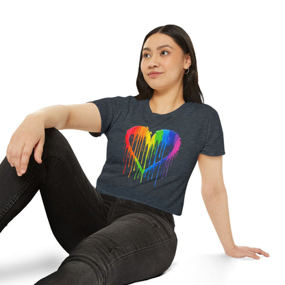 Pride corp top Rainbow Heart Women’s Festival Crop Top - Vibrant and Fun Summer Wear