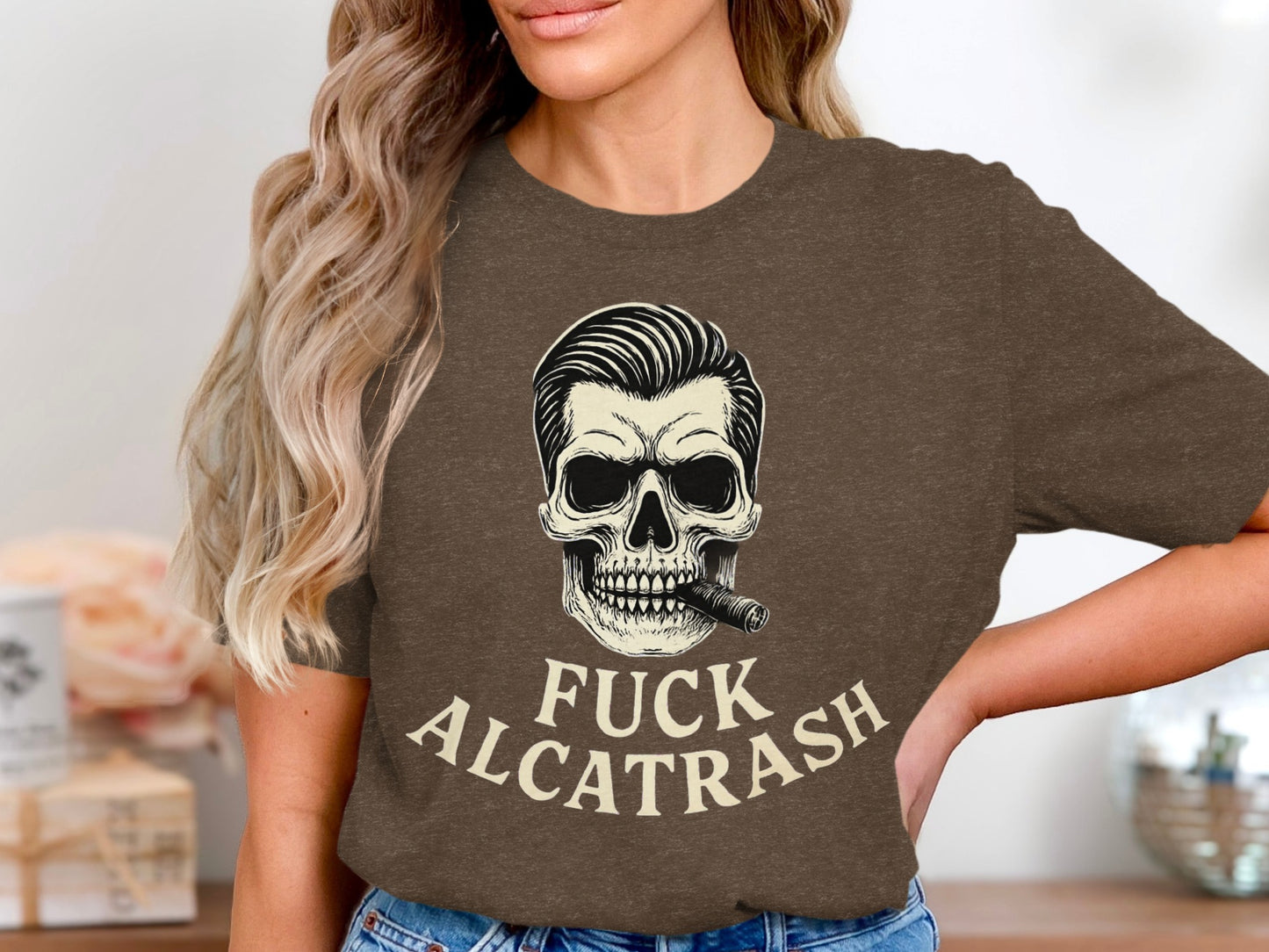 Fuck Alcatrash Skull Cigar Design T-Shirt product