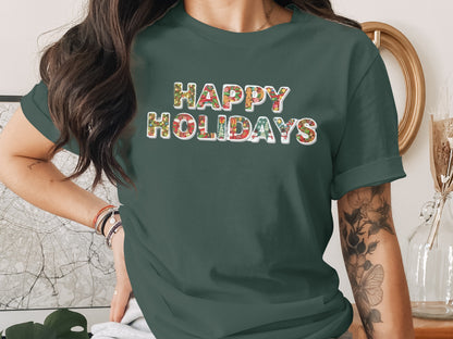 Festive Happy Holidays Graphic Tee for Seasonal Cheer